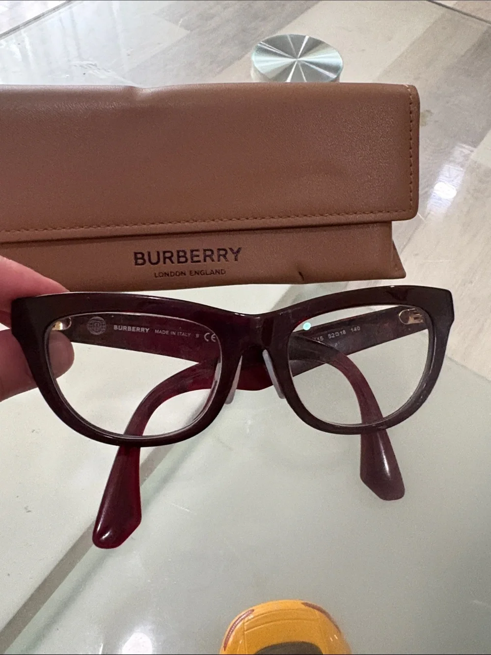 BURBERRY Reading Glasses Check Red & Gold Frames